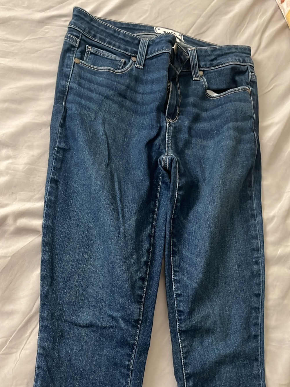 PAIGE Dark Blue Straight-Leg Jeans